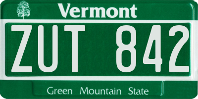 VT license plate ZUT842