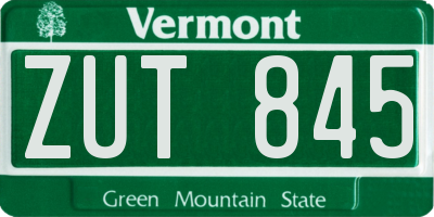 VT license plate ZUT845
