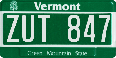 VT license plate ZUT847