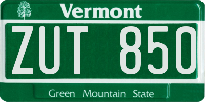 VT license plate ZUT850