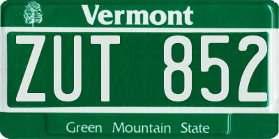 VT license plate ZUT852