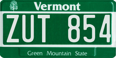 VT license plate ZUT854