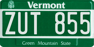 VT license plate ZUT855