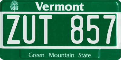 VT license plate ZUT857