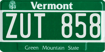 VT license plate ZUT858
