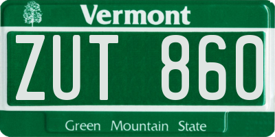 VT license plate ZUT860