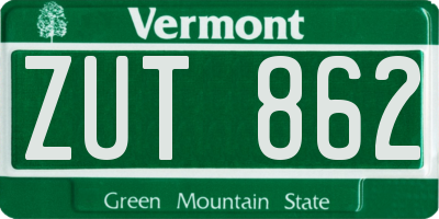 VT license plate ZUT862