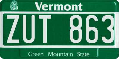 VT license plate ZUT863