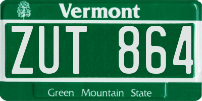 VT license plate ZUT864