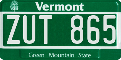 VT license plate ZUT865