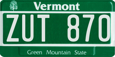 VT license plate ZUT870