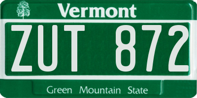 VT license plate ZUT872