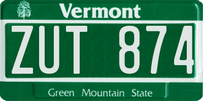VT license plate ZUT874