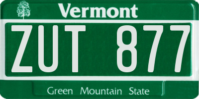VT license plate ZUT877