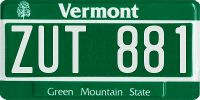 VT license plate ZUT881