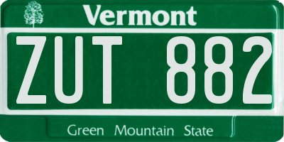 VT license plate ZUT882