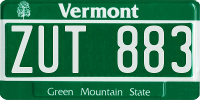 VT license plate ZUT883