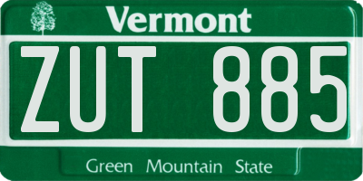 VT license plate ZUT885