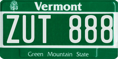 VT license plate ZUT888