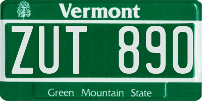 VT license plate ZUT890