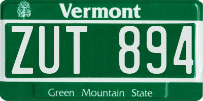VT license plate ZUT894