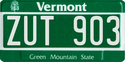 VT license plate ZUT903