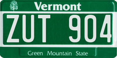 VT license plate ZUT904