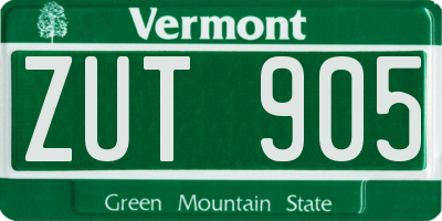 VT license plate ZUT905
