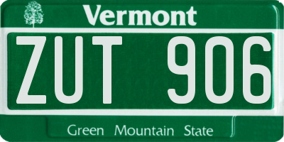 VT license plate ZUT906