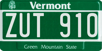 VT license plate ZUT910