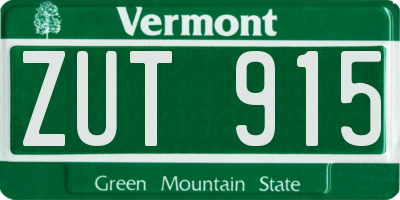 VT license plate ZUT915
