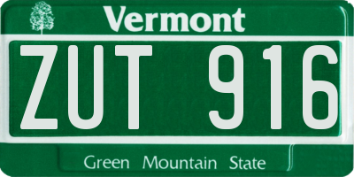 VT license plate ZUT916