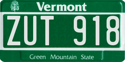 VT license plate ZUT918