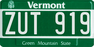 VT license plate ZUT919
