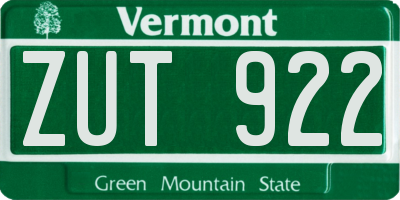 VT license plate ZUT922