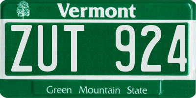 VT license plate ZUT924
