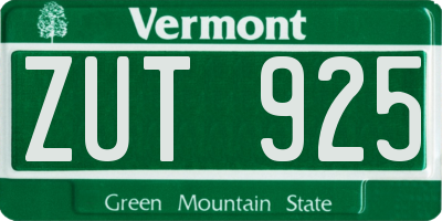 VT license plate ZUT925