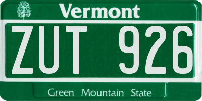 VT license plate ZUT926