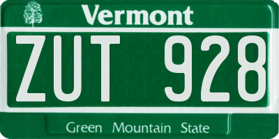 VT license plate ZUT928