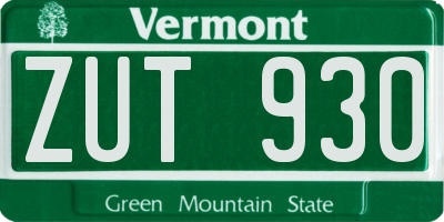 VT license plate ZUT930