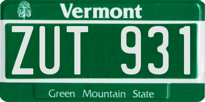 VT license plate ZUT931