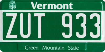 VT license plate ZUT933