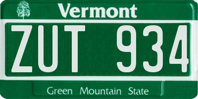 VT license plate ZUT934