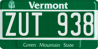 VT license plate ZUT938