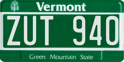 VT license plate ZUT940