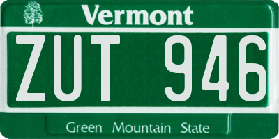 VT license plate ZUT946
