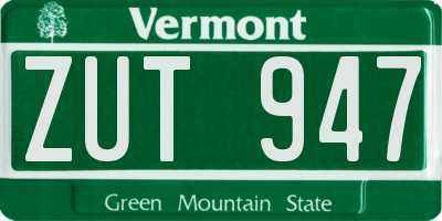 VT license plate ZUT947