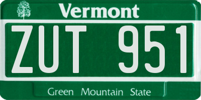 VT license plate ZUT951