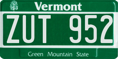 VT license plate ZUT952