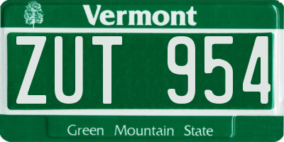 VT license plate ZUT954